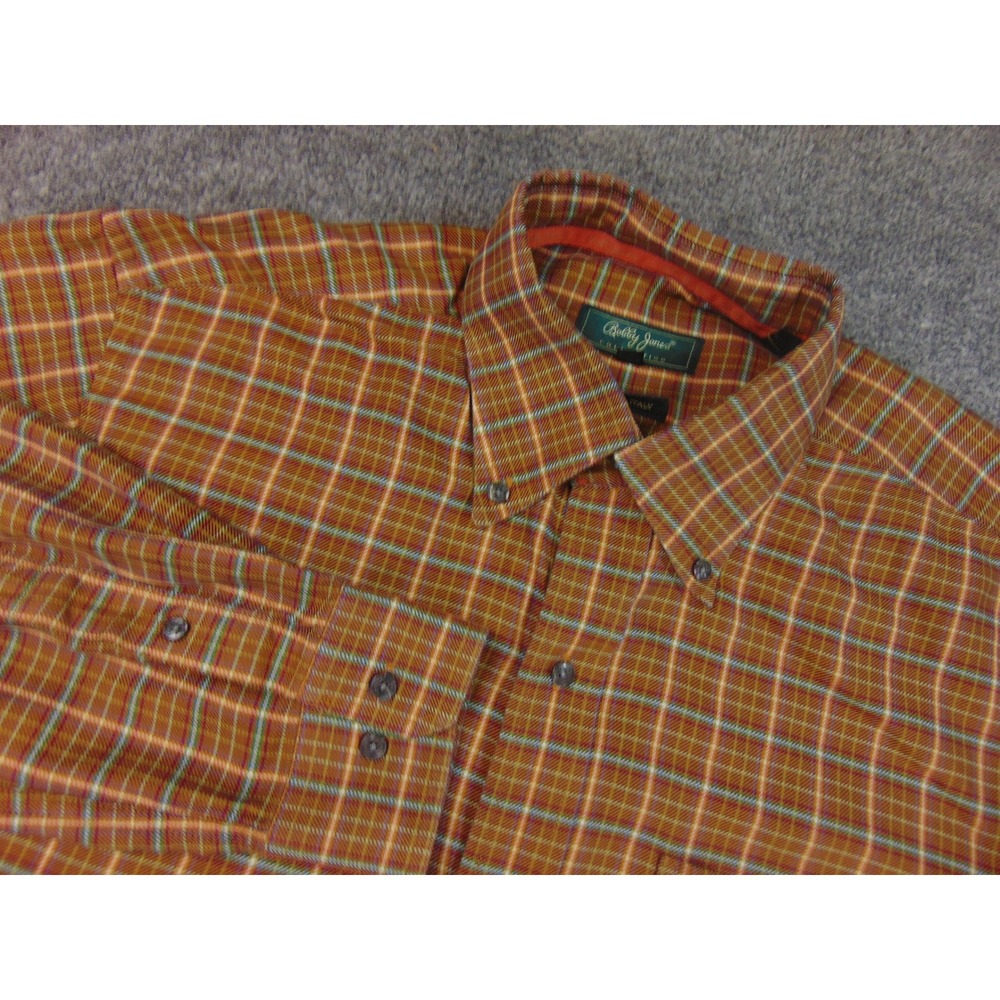 Bobby‎ Jones Collection Shirt Mens Med Brown Plaid Business Golf Woven in Italy